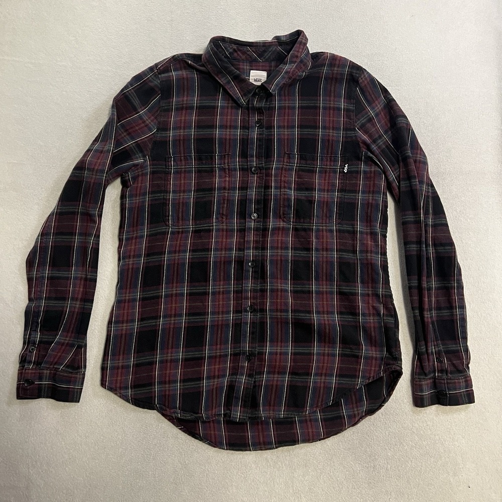 Vans Flannel Shirt Women's Size XL Plaid Button Up Long Sleeve Outdoors Skater